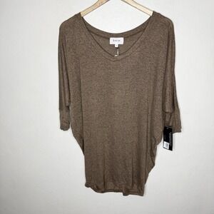 New Korye Brown Drop Shoulder Sweater Top Minimalist Women's Large Rayon Blend